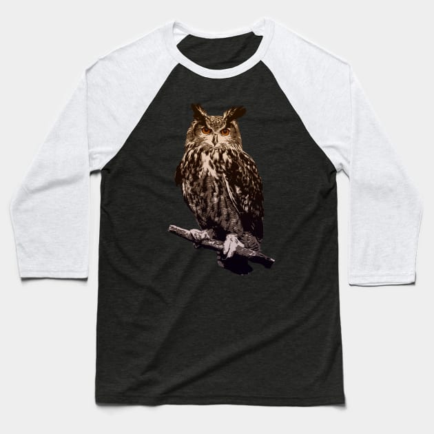 Owl Vector Graphic Design Baseball T-Shirt by RamoryPrintArt